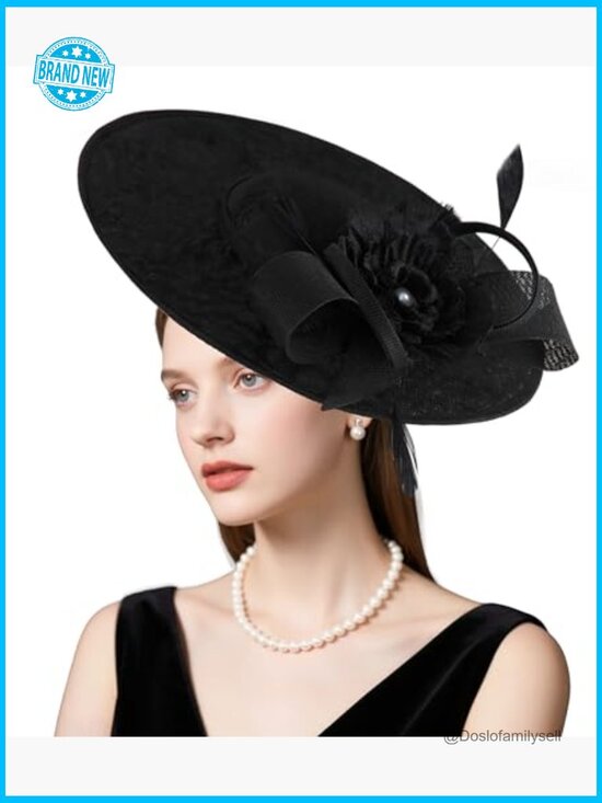 Linen Derby Fascinator Hat Handmade Feather Headpiece Vintage Church Wedding